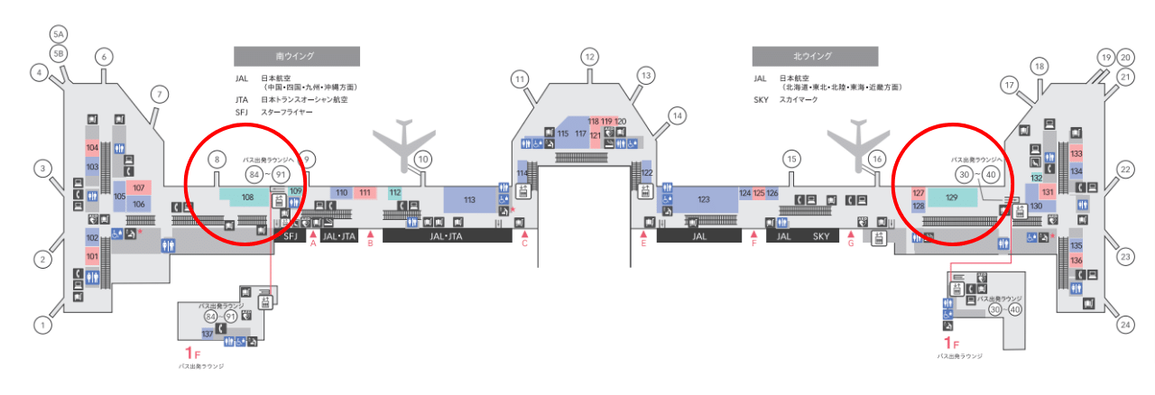 羽田空港のPOWER LOUNGE NORTH/SOUTHのマップ