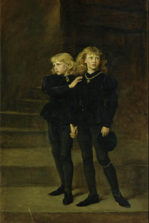 ミレー作「ロンドン塔の中の王子たち」の絵画