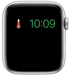 Apple Watchがサウナの熱で赤い温度計と時刻だけの表示になった画像