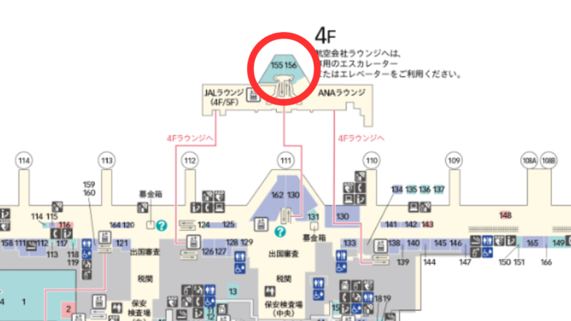 羽田空港にあるTIATラウンジのマップ