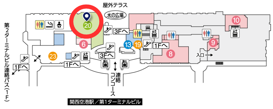関空のラウンジ「KIXエアポート カフェラウンジ NODOKA」のマップ